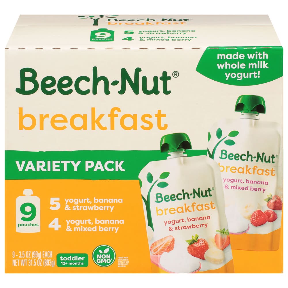 Beech-Nut Stage 4 Breakfast Pouch Variety pack, Assorted (31.5 oz, 9 ct)