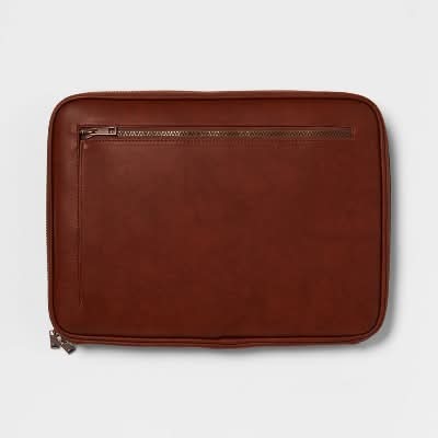 Threshold Faux Leather Laptop Bag Case, Brown
