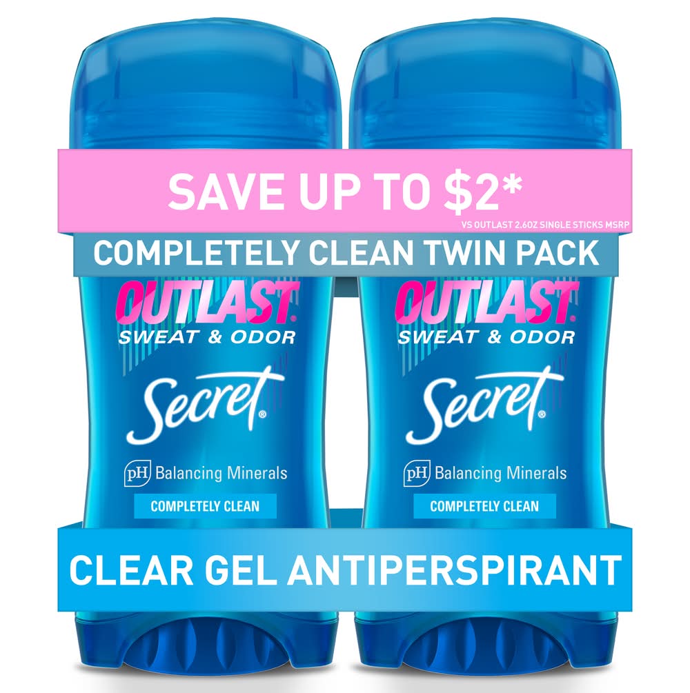 Secret Out Last Clear Gel Antiperspirant Twin pack (5.2 oz)