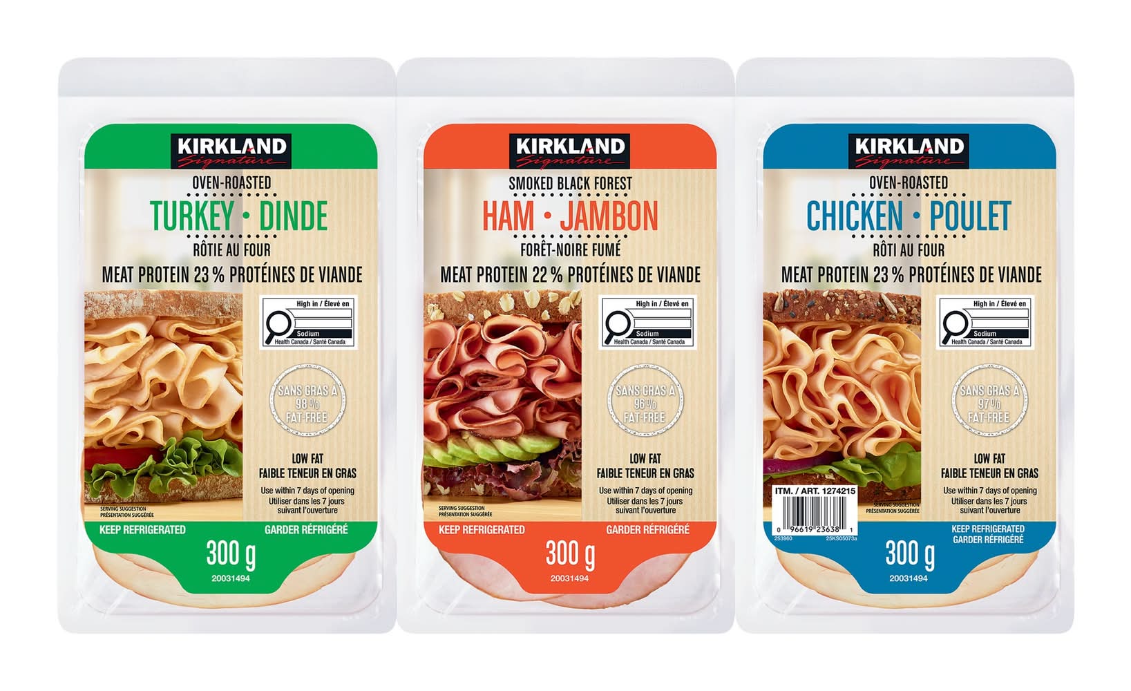 Ks Viandes Assorti 3X300G T8H3 P192 Ecsl36 / Kirkland Signature Dinde Jambon Et Poulet Embalage - Sliced Meat Variety pack (3 x 300 g)