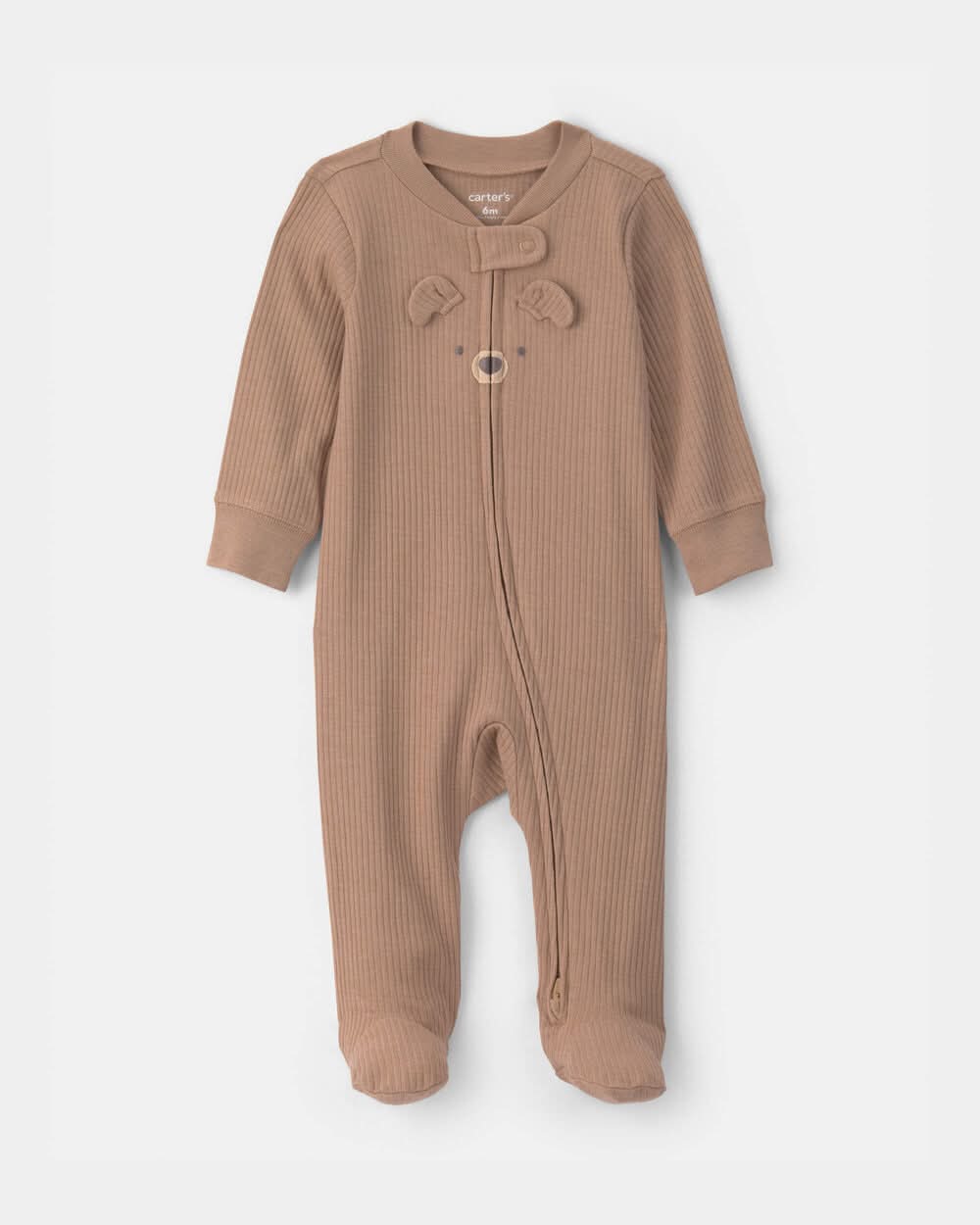 Baby Bear Cotton 2-Way Zip Sleep & Play Pajamas - Brown - 6M