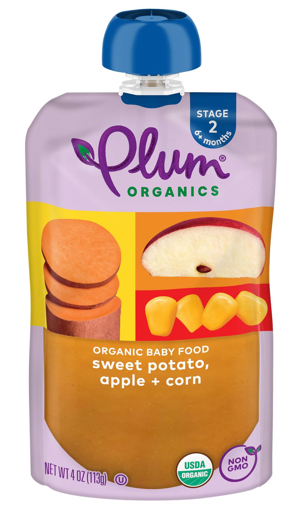 Plum Organics Stage 2 Sweet Potato Apple & Corn Organic Baby Food (4 oz)