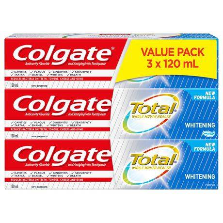 Colgate Total Whitening Toothpaste (120 ml, 3 ct)