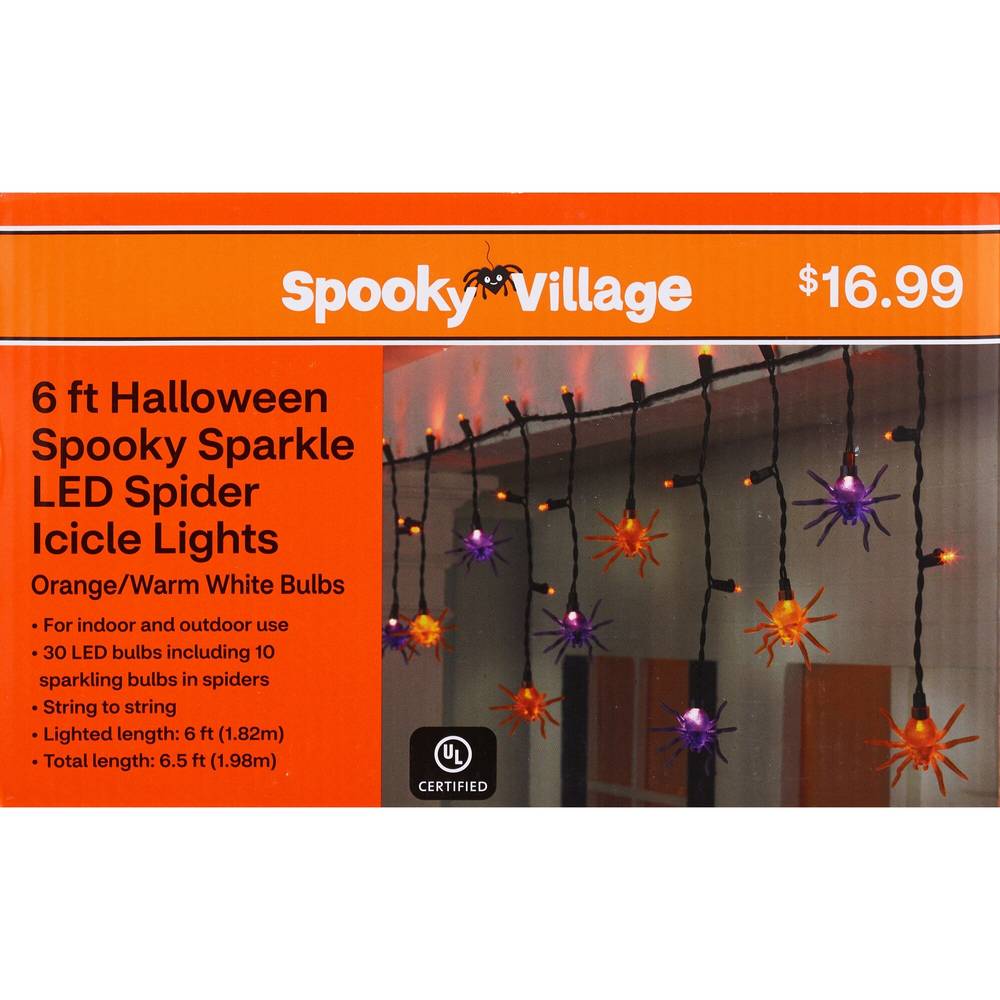 Spooky Village LED Spider Curtain, 6 ft