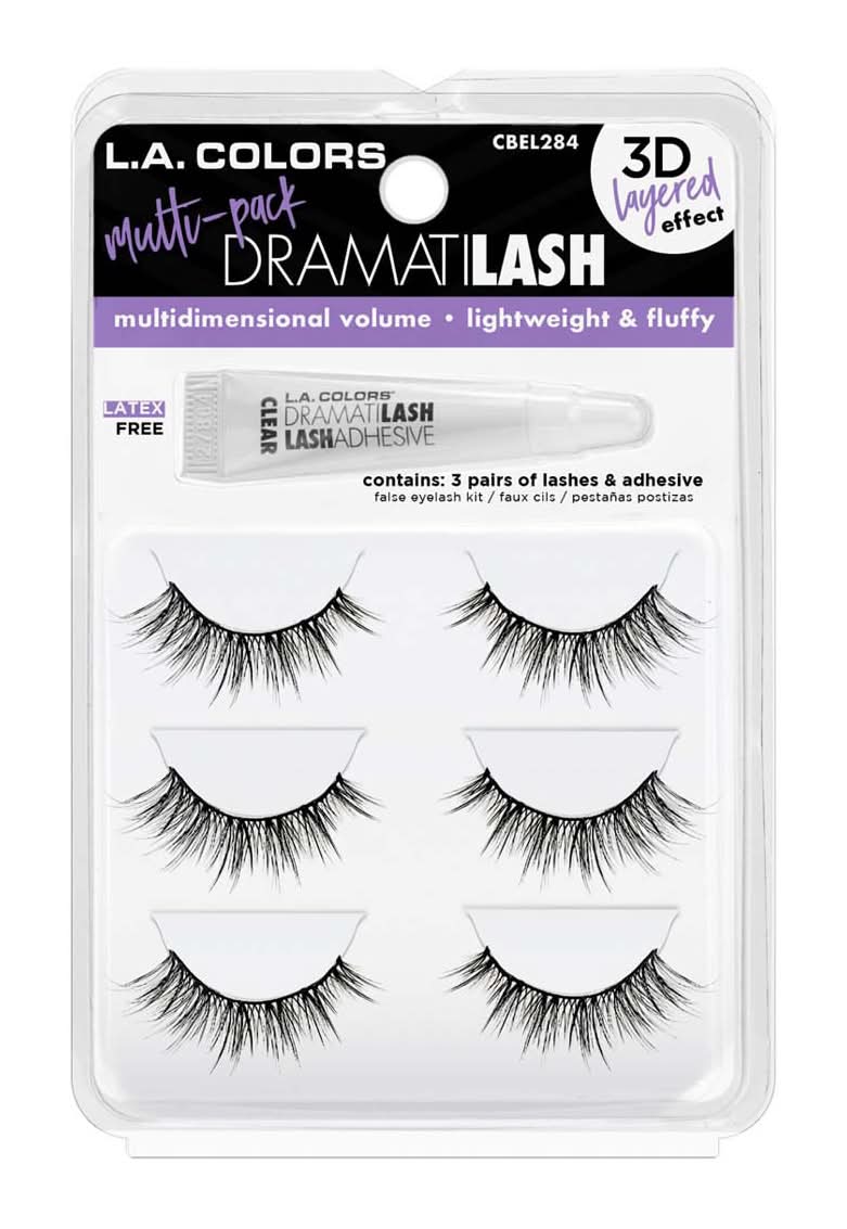 L.A. Colors Dramat 3d Layered False Lashes With Glue (3 ct)