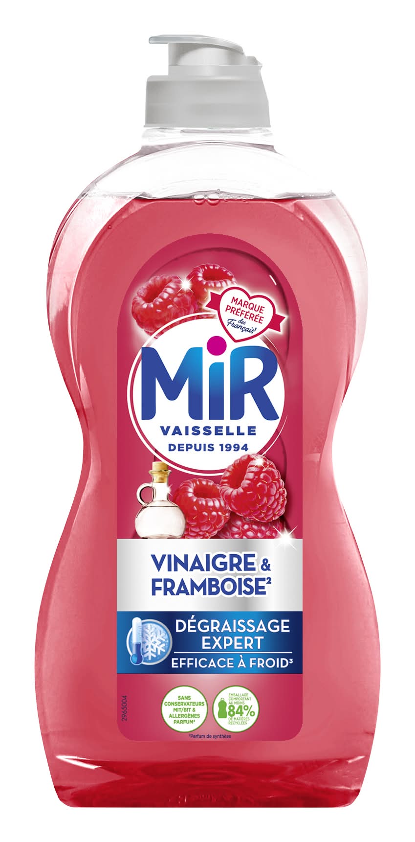 Mir Vaisselle - Liquide dégraissage expert, vinaigre & framboise (450ml)