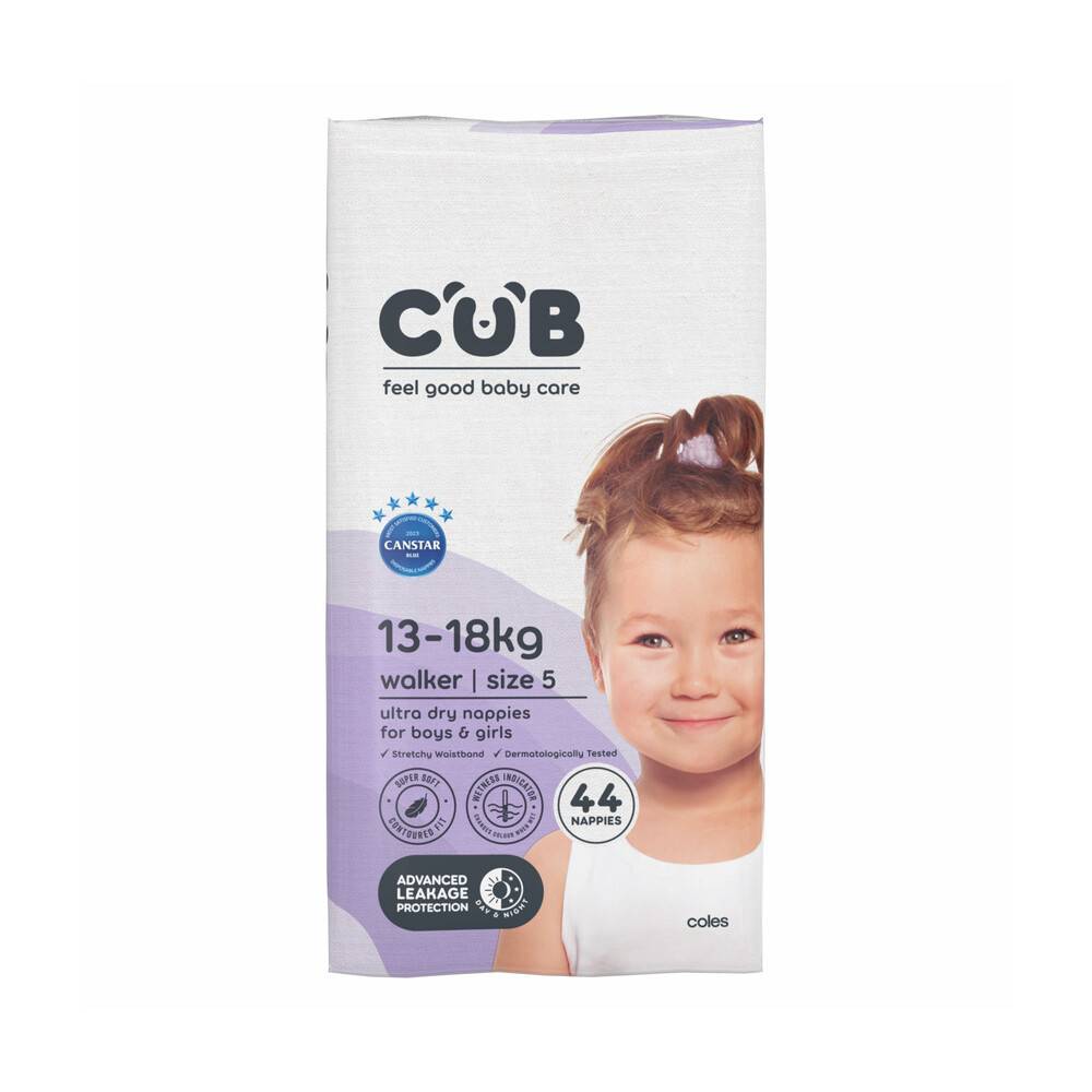 Cub Nappies Unisex Walker Size 5 44 pack
