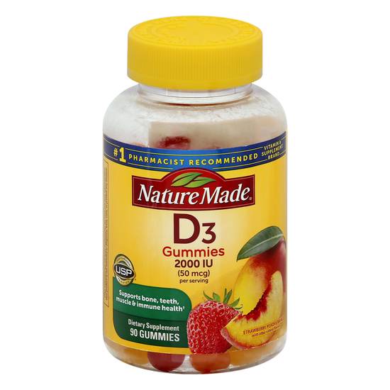 Nature Made Strawberry Peach & Mango Vitamin D3 Supplement (90 gummies)