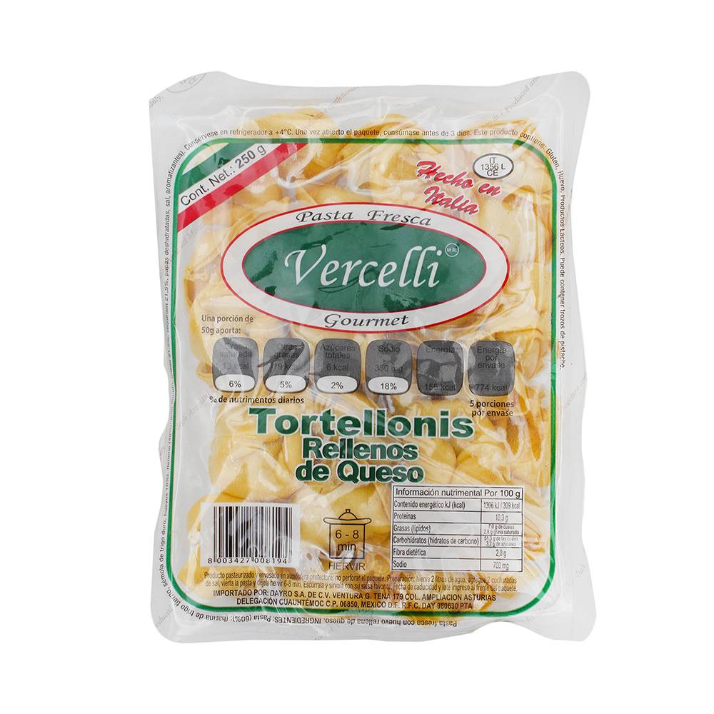 Vercelli tortellonis rellenos de queso (al vacío 250 g)