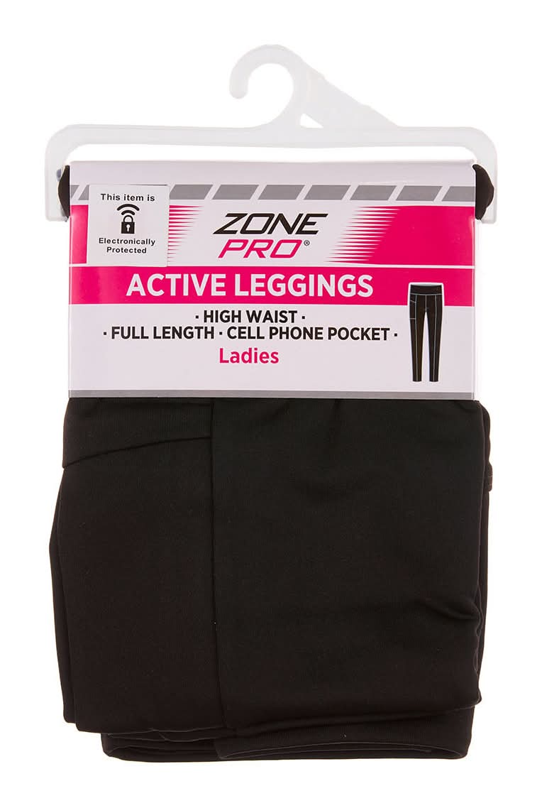 Zone Pro Ladies Active Leggings Full Length, XL, Black