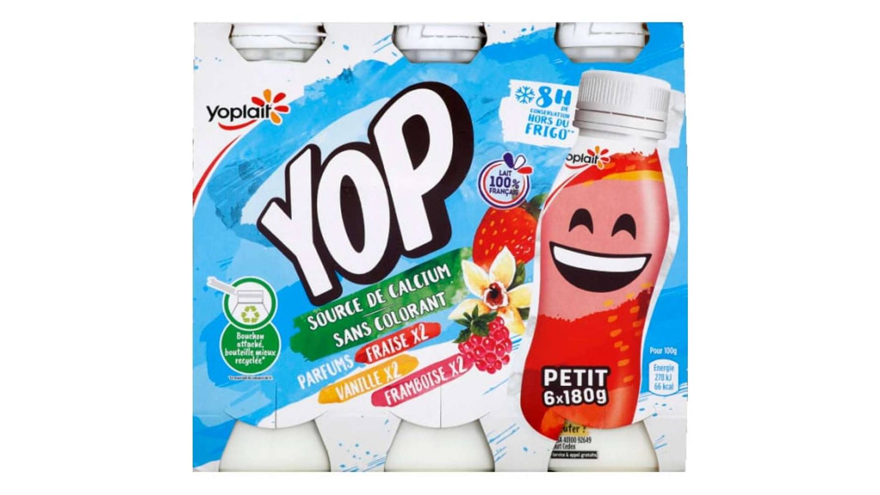 Yoplait - Yaourt à boire multiparfums, fraise, vanille, framboise (6)