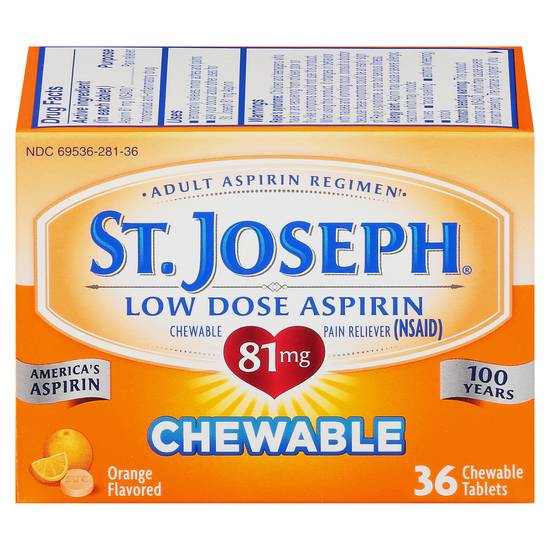 St. Joseph Orange Flavored Low Dose 81 mg Adult Aspirin Chewable Tablets (36 ct)