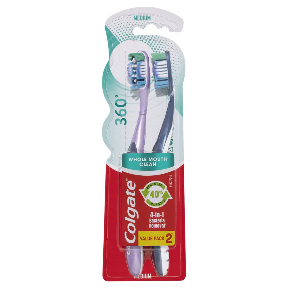 Colgate 360 Degree Value pack Medium Toothbrush 2 pack