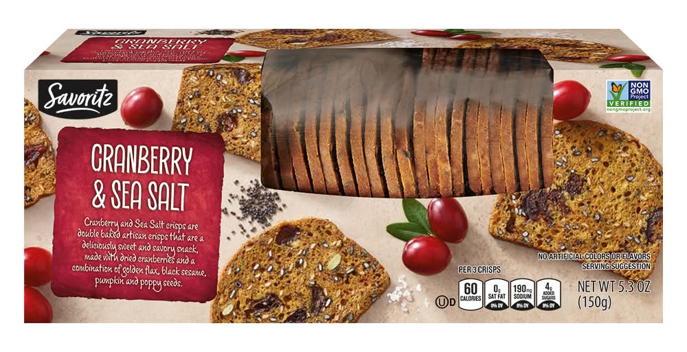 Savoritz Artisan Crisp, Cranberry & Sea Salt (5.3 oz)