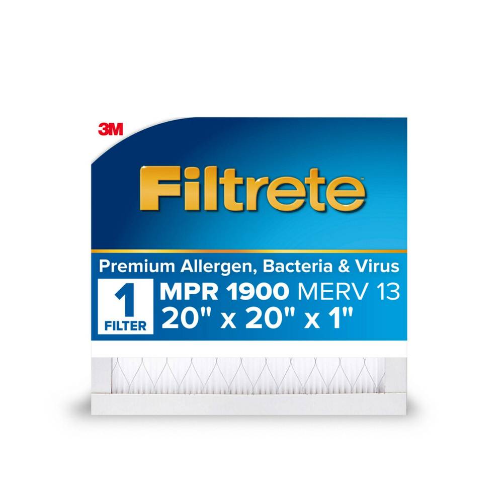 Filtrete 20-in W x 20-in L x 1-in MERV 13 1900 MPR Premium Allergen, Bacteria and Virus Electrostatic Pleated Air Filter | MA02DC-6