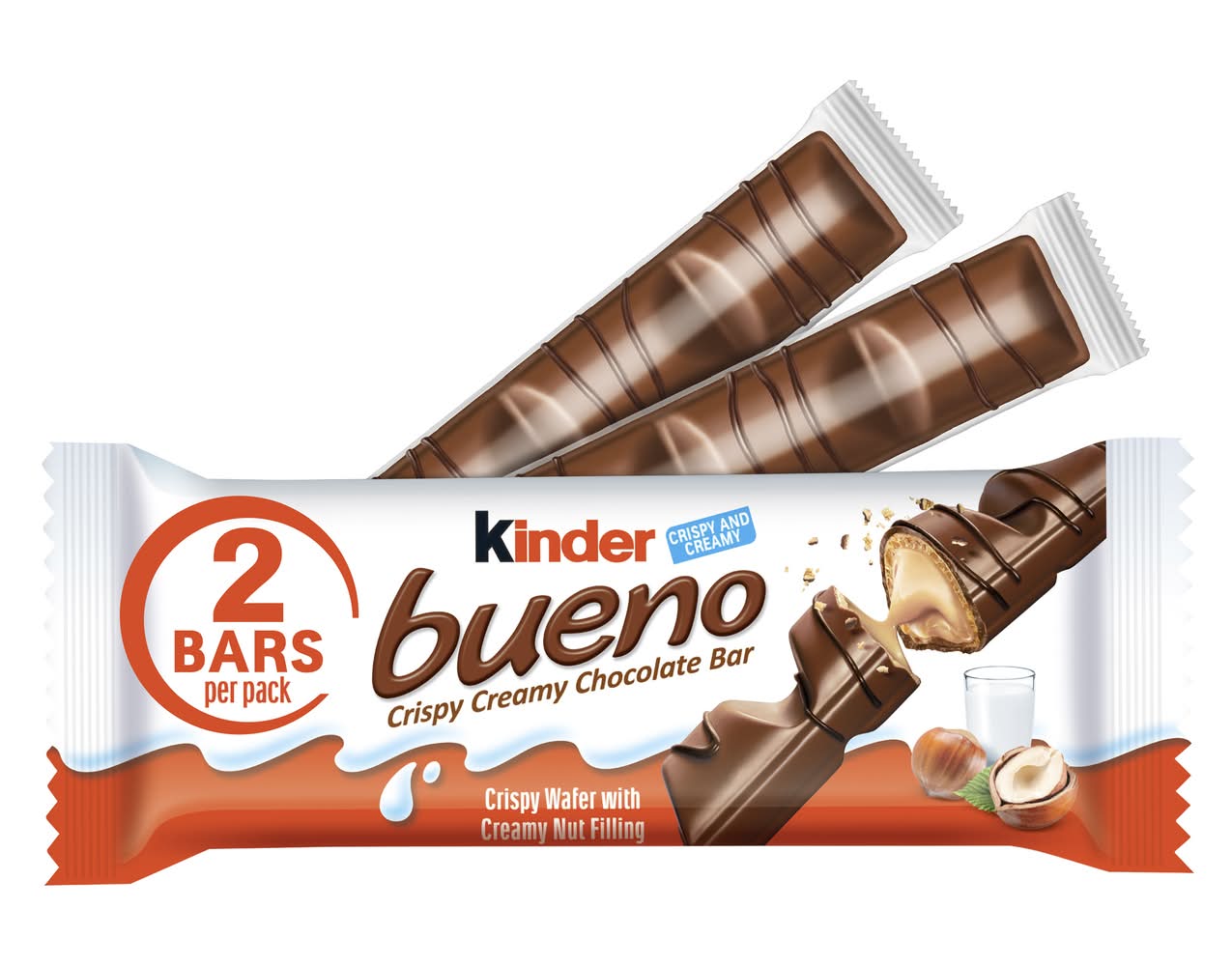 Kinder Bueno Crispy Creamy Chocolate Bar, Vanilla (1.5 oz, 2 ct)