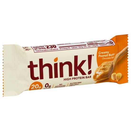 Think! Creamy Peanut Butter Chocolate Dipped High Protein Bar