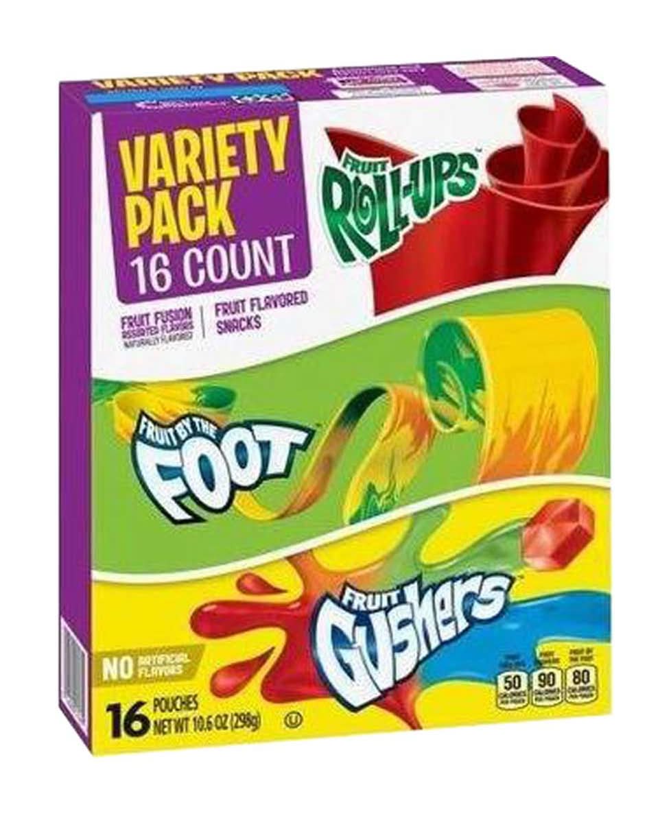 Betty Crocker Fruit Roll-Ups Fruit By the Foot Fruit Gushers Variety pack