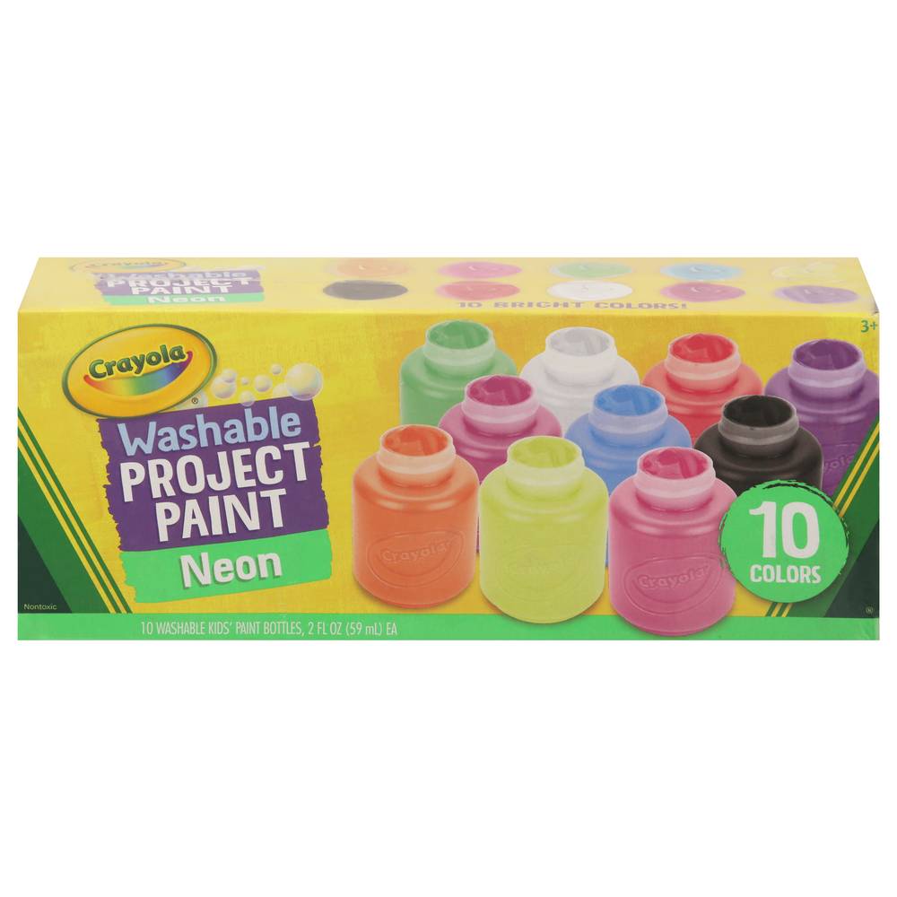 Crayola Washable Neon Colors Kids Paint (10 ct)