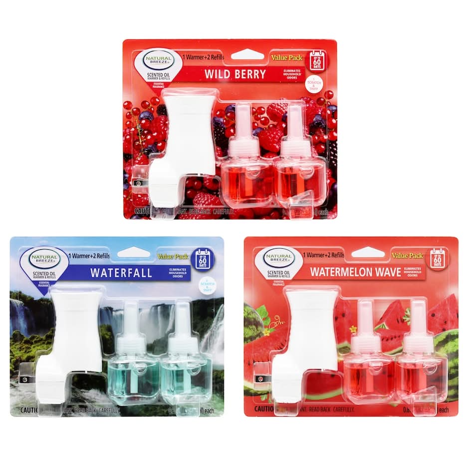 Natural Breeze Scented Oil Warmers & Refills, Assorted (0.67 fl oz, 3 ct)