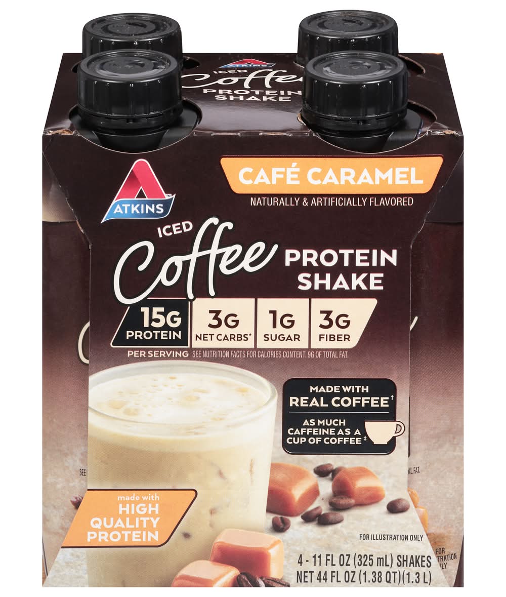 Atkins Iced Coffee, Café Caramel (4 x 11 fl oz)