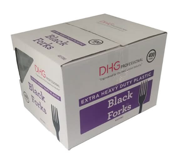 DHG Professional Extra Heavy Weight Plastic Forks, Black (400 ct)