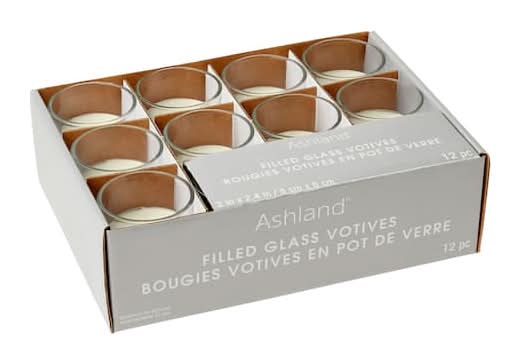 Ashland Glass Votive Candles, Ivory (0.11 oz, 12 ct)