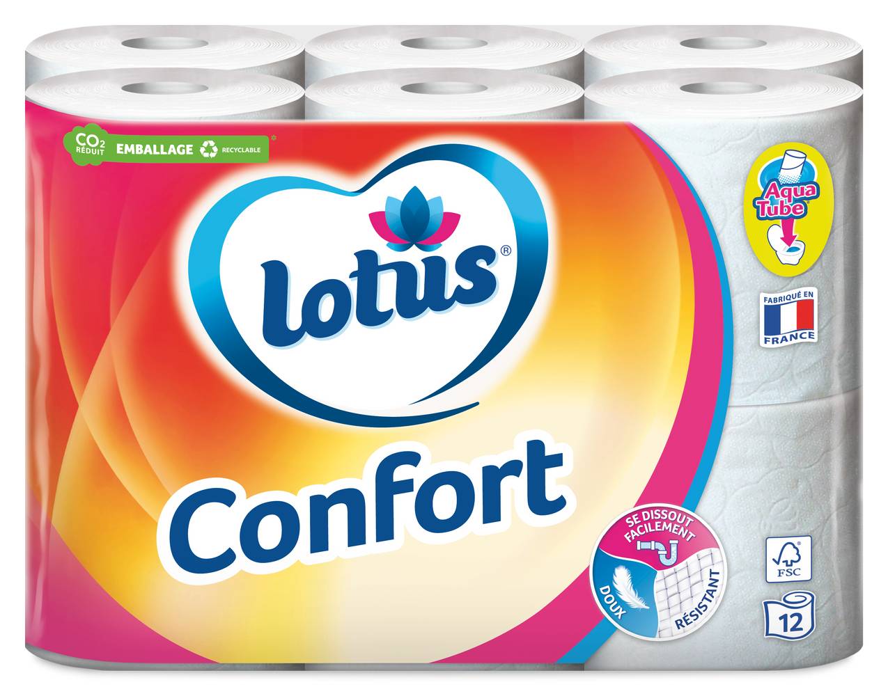 Lotus - Papier toilette confort rouleaux, blanc (12)