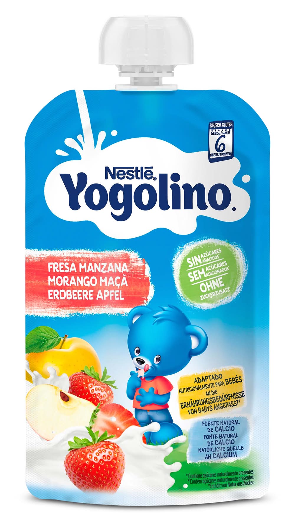 Leche Fermentada Con Puré De Manzana Y Fresa Nestlé Yogolino Bolsa 100 G