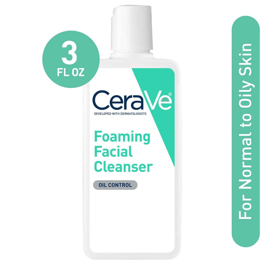 CeraVe Travel Size Foaming Facial Cleanser, Face Wash for Oil Control, 3 OZ