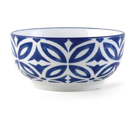 Mainstays Glazed Stoneware Round Dinner Bowl (5.5"/blue-white)