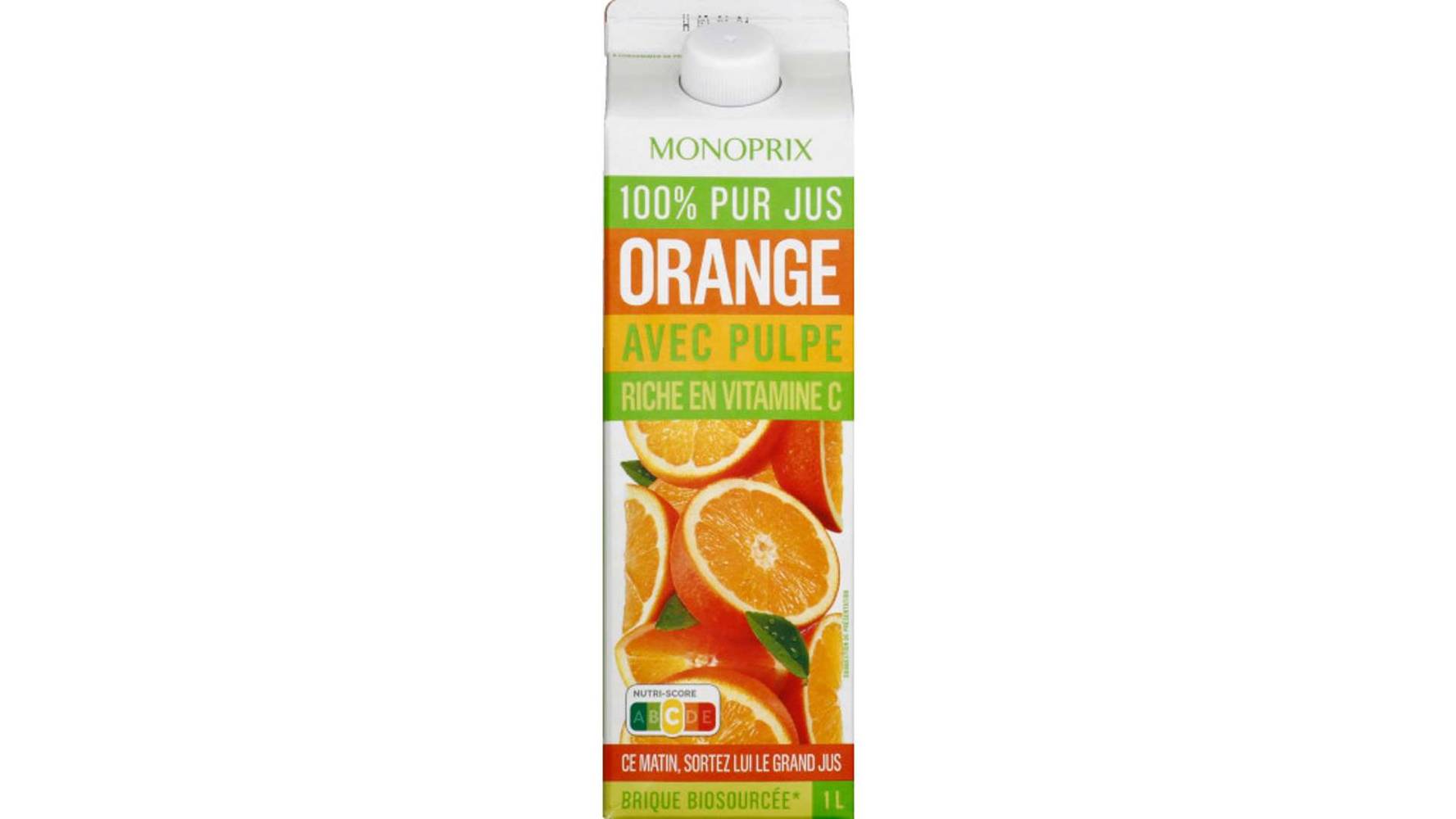 Monoprix - Pur jus de fruit avec pulpe riche en vitamine c (1 L) (orange)
