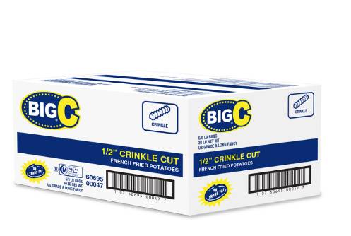 Frozen Big C - 1/2" Crinkle Cut French Fries - 6/5 lbs (Case of 1)