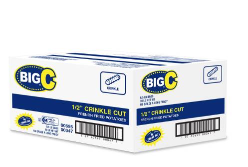 Frozen Big C - 1/2" Crinkle Cut French Fries - 6/5 lbs (1 Unit per Case)