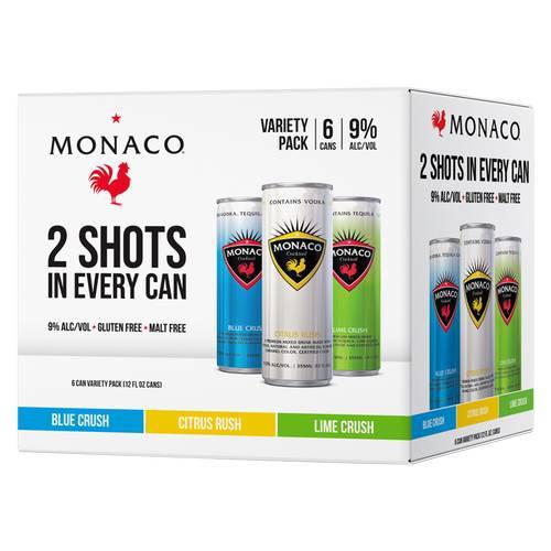 Monaco Cocktails Variety pack (6 pack, 12 fl oz) (blue crush-citrus rush-lime crush)