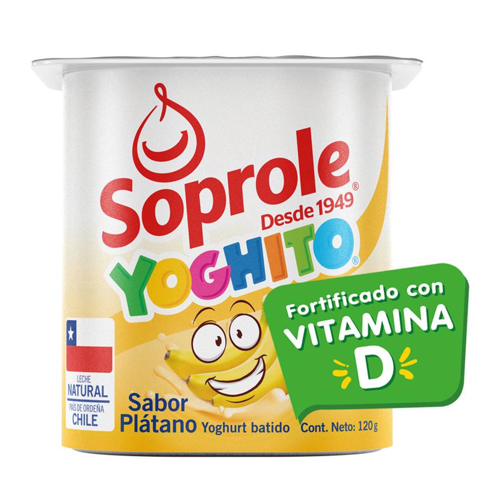 Soprole yoghito yoghurt batido sabor plátano (pote 120 g)