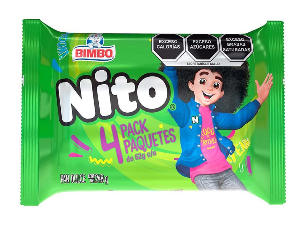 Bimbo · Pan dulce nito con chocolate (4 x 62 g)