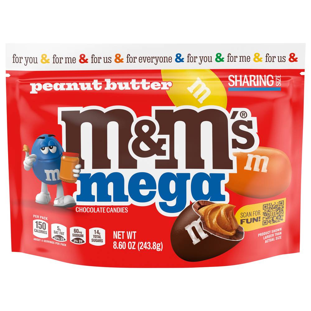 M&M's Mega Candies, Peanut Butter Chocolate, Sharing Size (8.6 oz)