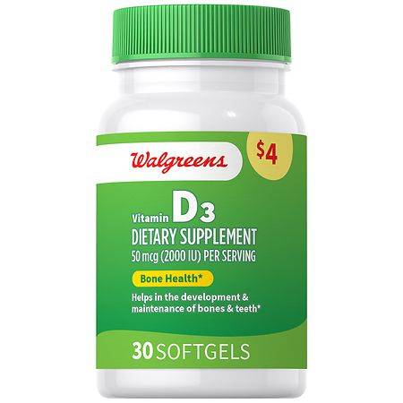 Walgreens Vitamin D3 50 mcg Softgels - 30.0 EA