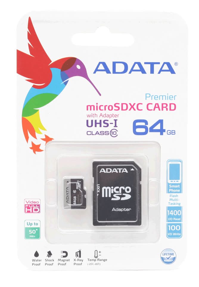 Adata · Tarjeta micro sd con adaptador 64 gb