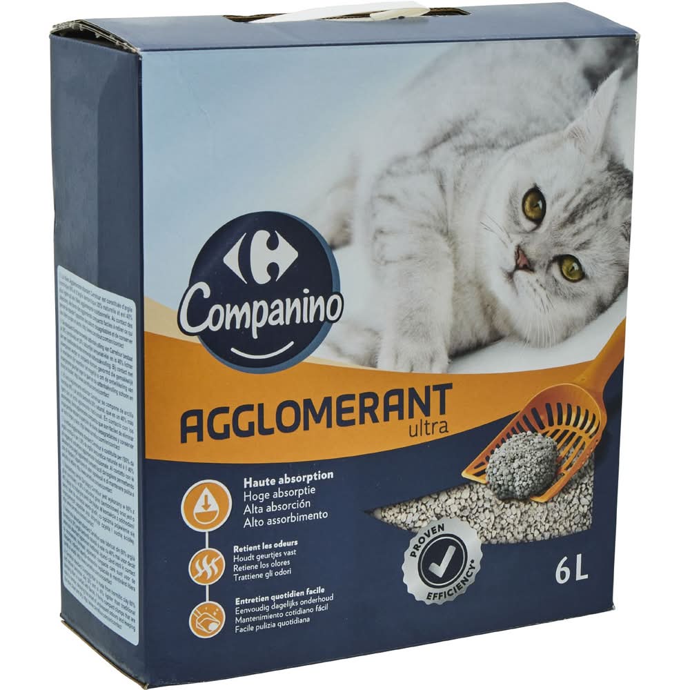 Carrefour Companino - Litière agglomérante ultra pout chat 6l