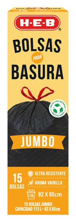 H-E-B · Bolsas para basura ultra resistentes 113 l, vainilla, Jumbo (15 un)