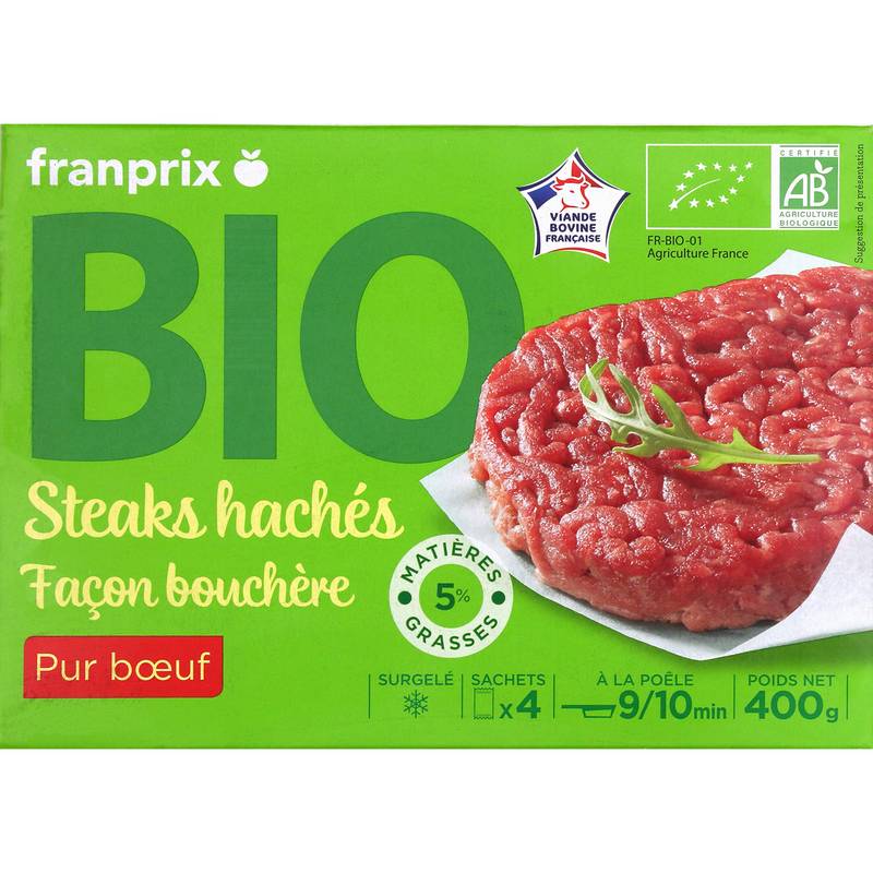 Franprix - Steaks hachés façon bouchère pur boeuf bio (4)