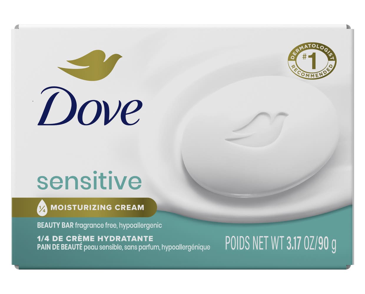Dove Hypoallergenic Sensitive Skin Fragrance Free Beauty Bar (3.17 oz)
