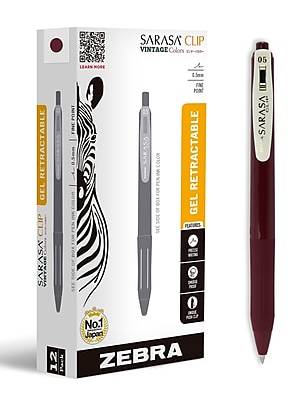 Zebra Sarasa Clip Vintage Retractable Pen, Fine Point, 0.5mm, Red Ink, Dozen (47990)