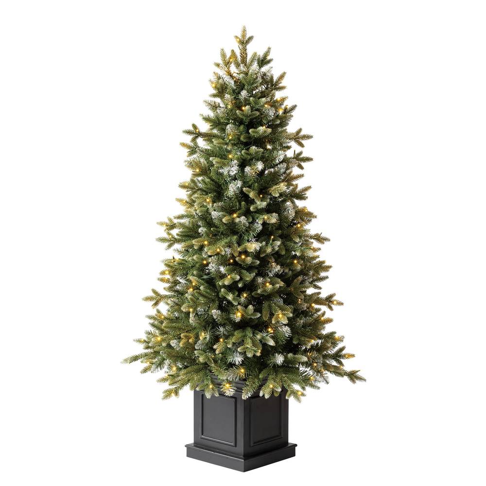 Arbre de Noël artificiel Aspen en pot de 1,3 m pré-éclairé, lumières Micro DEL Radiant aux couleurs