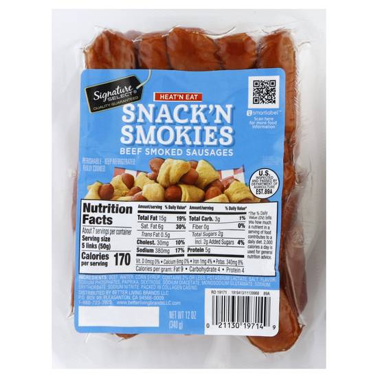 Signature Select Snack'n Smokies Beef Smoked Sausages (12 oz)