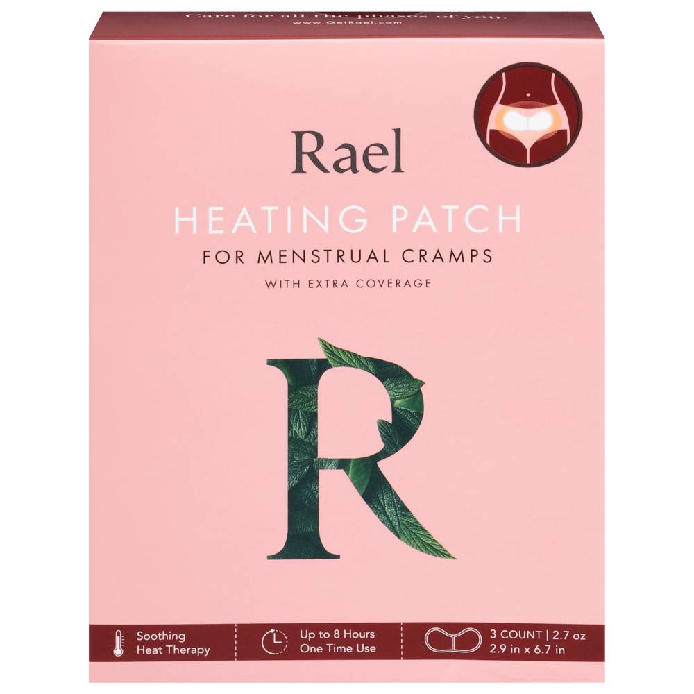 Rael Heating Patch With Extra Coverage For Menstrual Cramps, 2.9 in X 6.7 in (2.7 oz, 3 ct)