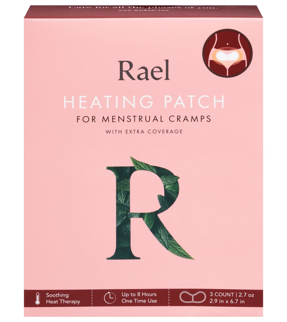 Rael Heating Patch With Extra Coverage For Menstrual Cramps, 2.9 in X 6.7 in (2.7 oz, 3 ct)