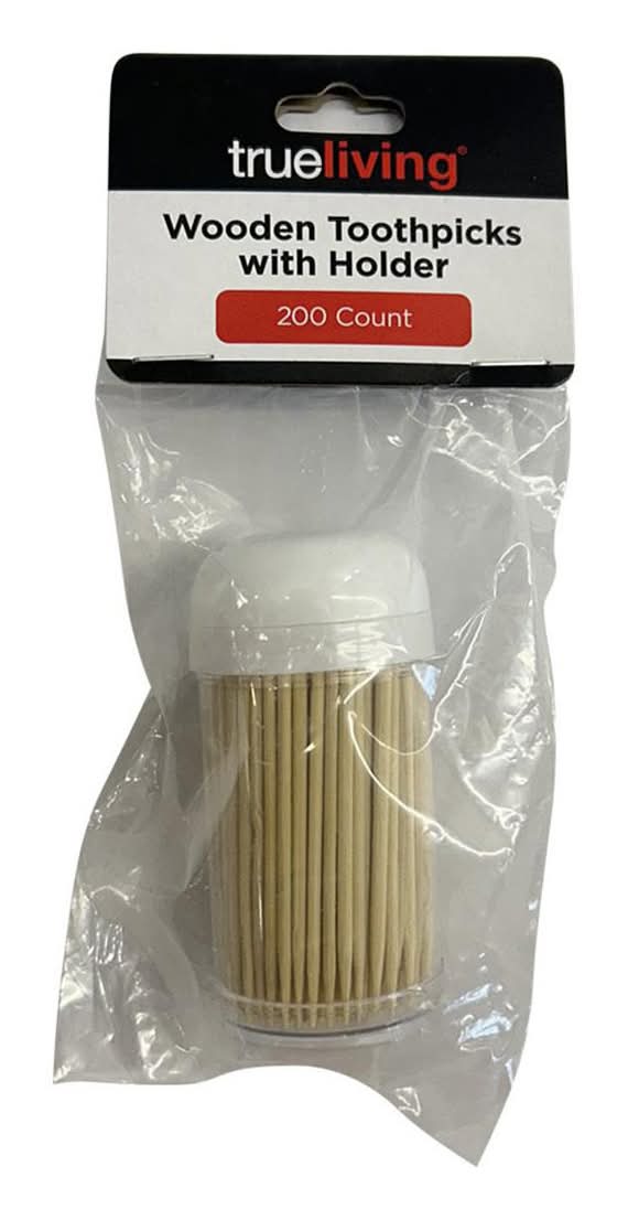 True Living Wooden Toothpicks With Holder 200 Ct